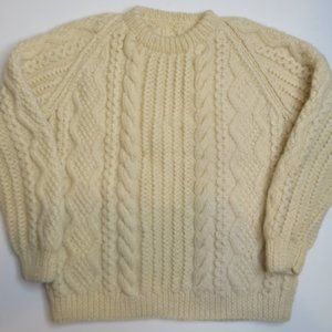 Chunky Fisherman Sweater Womens Medium Irish Crew Heavyweight Cable Knit
